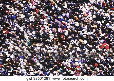 Stock Image - High angle view of a crowd of people. Fotosearch