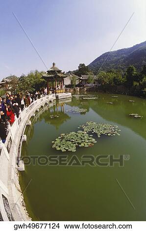 High angle view of a group of people at the lakeside, China View Large Photo Image Picture - High angle view of a group of people at the lakeside, China. Fotosearch
