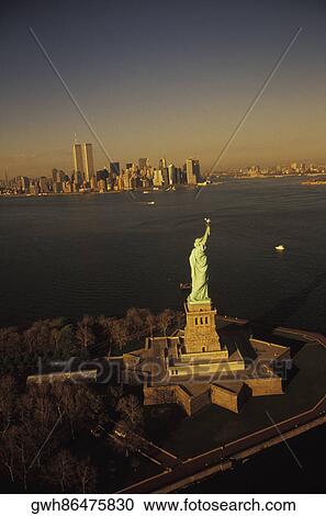 Stock Image - High angle view of a statue, Statue Of Liberty, New York City, New York State, USA. Fotosearch