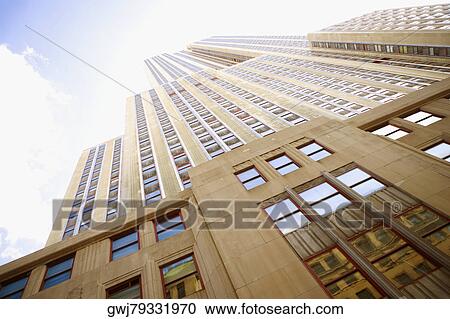 Low angle view of a skyscraper, Empire State Building, Manhattan, New York City, New York State, USA View Large Photo Image Stock Image - Low angle view of a skyscraper, Empire State Building, Manhattan, New York City, New York State, USA. Fotosearch