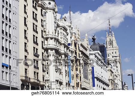 Low angle view of buildings in a city, Madrid, Spain View Large Photo Image Picture - Low angle view of buildings in a city, Madrid, Spain. Fotosearch