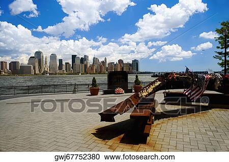 Stock Image - Memorial at the waterfront, Manhattan, New York City, New York State, USA. Fotosearch