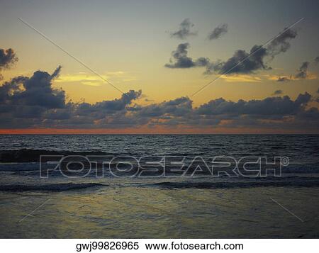 Stock Photography - Panoramic view of the sea at dusk, Cartagena, Colombia. Fotosearch