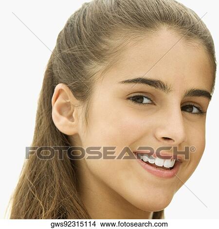 Picture - Portrait of a girl smiling. Fotosearch
