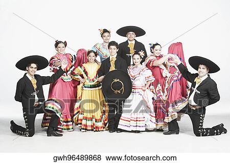 Stock Photo - Portrait of a group of people in traditional clothing. Fotosearch