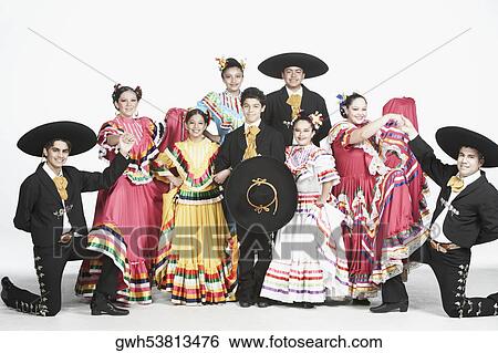 Stock Photograph - Portrait of a group of people in traditional clothing. Fotosearch