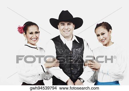 Portrait of two mid adult women and a mid adult man posing View Large Photo Image Picture - Portrait of two mid adult women and a mid adult man posing. Fotosearch
