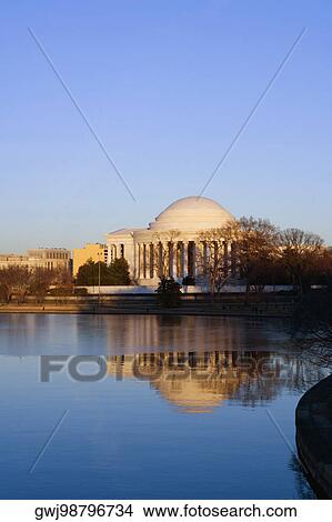 Picture - Reflection of a building in water, Jefferson Memorial, Washington DC, USA. Fotosearch