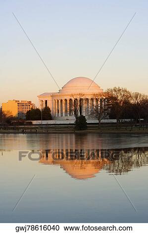 Reflection of a building in water, Jefferson Memorial, Washington DC, USA View Large Photo Image Stock Image - Reflection of a building in water, Jefferson Memorial, Washington DC, USA. Fotosearch