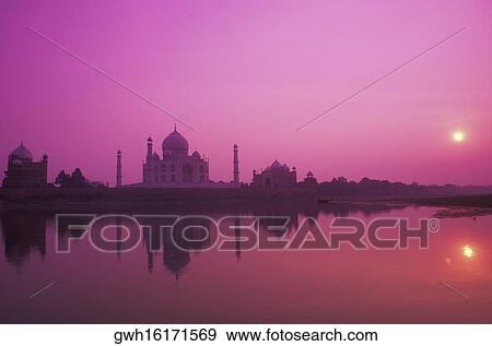 Stock Photo - Reflection of a monument in water, Taj Mahal, Agra, Uttar Pradesh, India. Fotosearch