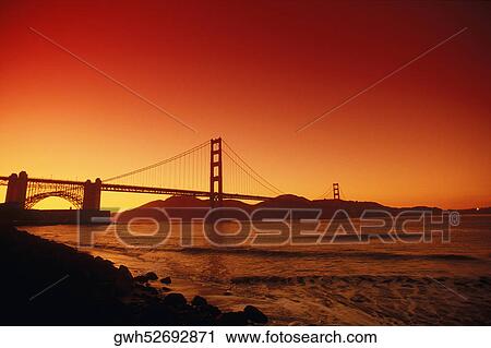 Silhouette of a suspension bridge, Golden Gate Bridge, San Francisco, California, USA View Large Photo Image Stock Image - Silhouette of a suspension bridge, Golden Gate Bridge, San Francisco, California, USA. Fotosearch