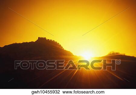 Silhouette of a wall, Great Wall Of China, China View Large Photo Image Stock Image - Silhouette of a wall, Great Wall Of China, China. Fotosearch