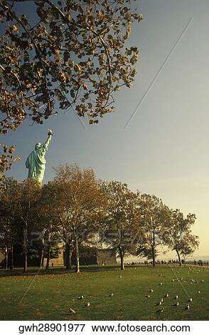 Statue behind trees, Statue Of Liberty, New York City, New York State, USA View Large Photo Image Stock Photo - Statue behind trees, Statue Of Liberty, New York City, New York State, USA. Fotosearch