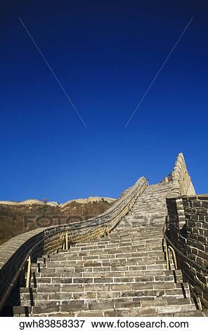 Steps on a wall, Great Wall Of China, China View Large Photo Image Stock Photo - Steps on a wall, Great Wall Of China, China. Fotosearch