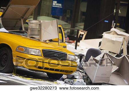 Trashed car with garbage View Large Photo Image Stock Image - Trashed car with garbage. Fotosearch