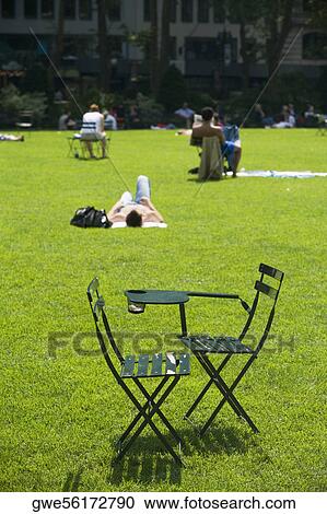 Stock Image - Two chairs in a park. Fotosearch