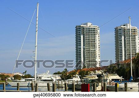 Boats moored at a dock, Miami, Florida, USA View Large Photo Image Stock Image - Boats moored at a dock, Miami, Florida, USA. Fotosearch