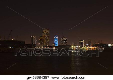 Buildings lit up at night, Miami, Florida, USA View Large Photo Image Stock Photo - Buildings lit up at night, Miami, Florida, USA. Fotosearch