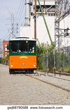 Stock Photo - Bus in a city, Savannah, Georgia, USA. Fotosearch