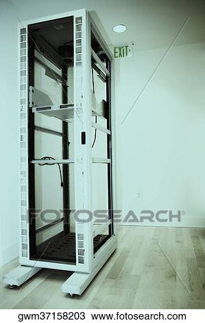 Stock Image - Cabinet in a server room. Fotosearch