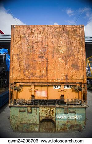 Stock Photograph - Cargo containers at a shipping port. Fotosearch