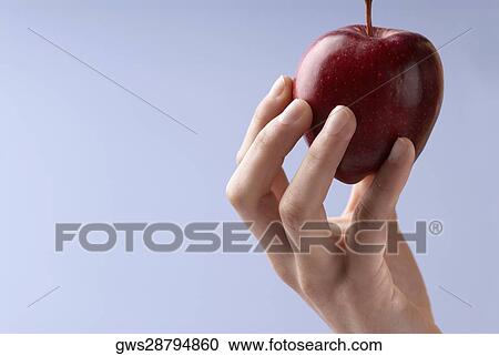 Close-up a woman's hand holding an apple View Large Photo Image Stock Image - Close-up a woman's hand holding an apple. Fotosearch
