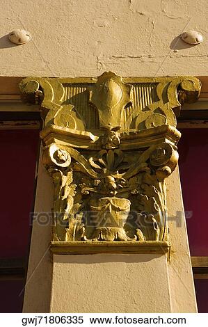 Stock Photography - Close-up of a design on a column. Fotosearch