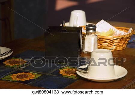 Close-up of a dining table View Large Photo Image Stock Photo - Close-up of a dining table. Fotosearch