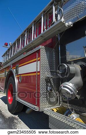 Close-up of a fire engine View Large Photo Image Stock Photography - Close-up of a fire engine. Fotosearch