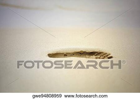 Close-up of a footprint in the sand View Large Photo Image Stock Photo - Close-up of a footprint in the sand. Fotosearch
