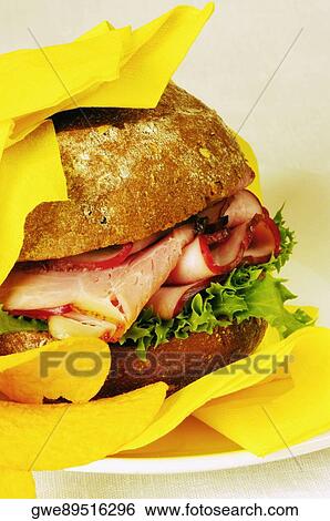 Close-up of a roast beef burger in a plate View Large Photo Image Stock Photograph - Close-up of a roast beef burger in a plate. Fotosearch