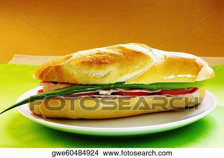 Close-up of a sandwich on a plate View Large Photo Image Picture - Close-up of a sandwich on a plate. Fotosearch