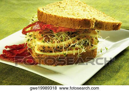 Close-up of a sandwich on a platter View Large Photo Image Stock Photo - Close-up of a sandwich on a platter. Fotosearch