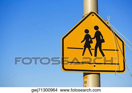 Close-up of a school crossing sign View Large Photo Image Picture - Close-up of a school crossing sign. Fotosearch
