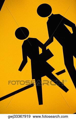 Close-up of a school crossing sign View Large Photo Image Stock Photo - Close-up of a school crossing sign. Fotosearch