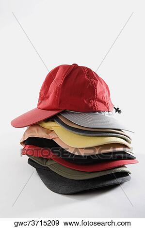 Close-up of a stack of baseball caps View Large Photo Image Stock Photo - Close-up of a stack of baseball caps. Fotosearch