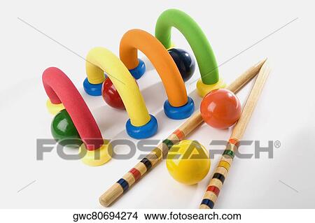 Close-up of a toy croquet set View Large Photo Image Picture - Close-up of a toy croquet set. Fotosearch