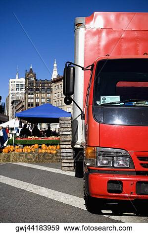 Close-up of a truck in front of a vegetable market, New York City, New York State, USA View Large Photo Image Stock Photo - Close-up of a truck in front of a vegetable market, New York City, New York State, USA. Fotosearch