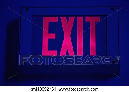 Close-up of an exit sign View Large Photo Image Stock Image - Close-up of an exit sign. Fotosearch