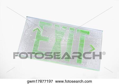 Close-up of an exit sign View Large Photo Image Stock Photo - Close-up of an exit sign. Fotosearch