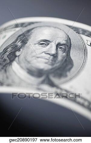 Close-up of Benjamin Franklin on an one hundred dollar bill View Large Photo Image Stock Photo - Close-up of Benjamin Franklin on an one hundred dollar bill. Fotosearch