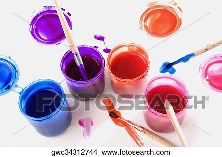 Picture - Close-up of brushes with watercolor paints. Fotosearch
