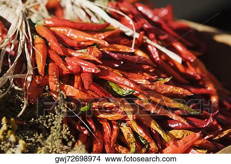 Close-up of red chili peppers View Large Photo Image Picture - Close-up of red chili peppers. Fotosearch