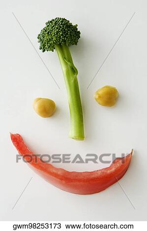 Close-up of smiley face made up of vegetables View Large Photo Image Stock Image - Close-up of smiley face made up of vegetables. Fotosearch