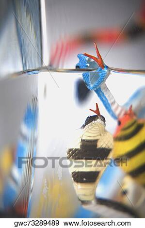 Stock Photo - Close-up of three toy snakes. Fotosearch