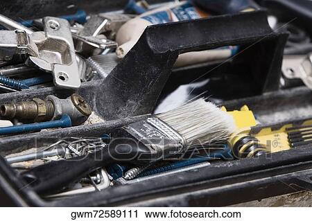 Close-up of tools in a toolbox View Large Photo Image Stock Image - Close-up of tools in a toolbox. Fotosearch