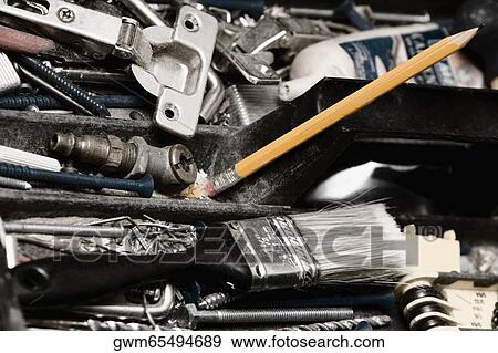 Close-up of tools in a toolbox View Large Photo Image Stock Photo - Close-up of tools in a toolbox. Fotosearch