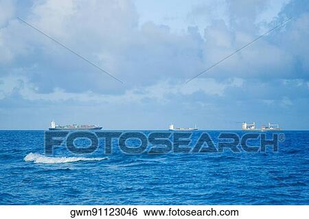 Stock Photograph - Container ship in the sea. Fotosearch