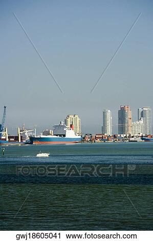Container ships moored at a harbor, Miami, Florida, USA View Large Photo Image Stock Image - Container ships moored at a harbor, Miami, Florida, USA. Fotosearch