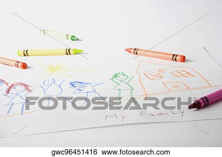 Stock Photograph - Crayons on a sheet of paper. Fotosearch